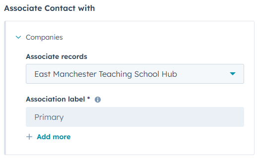 Contact to company association