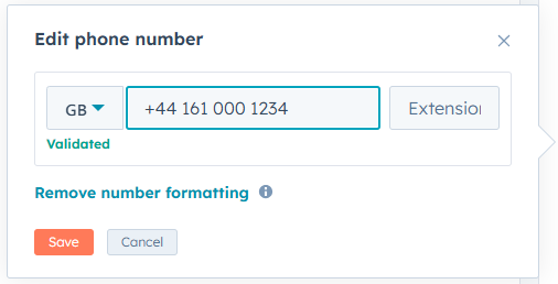 edit phone number box