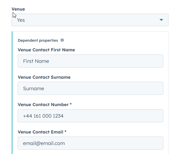 Venue contact information