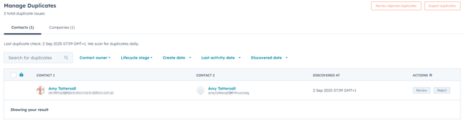 Manage duplicates window