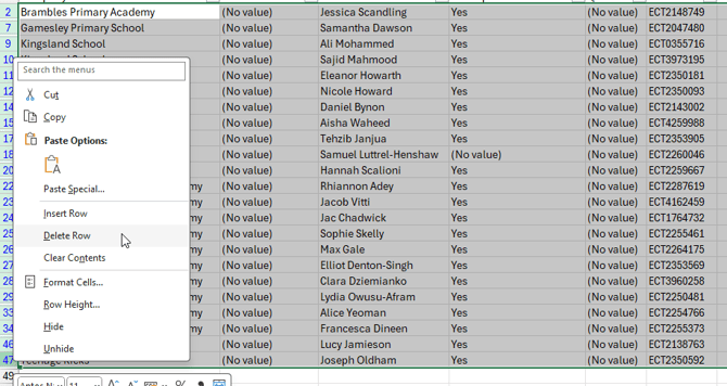 4 - Delete blank values
