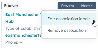 Edit associations labels